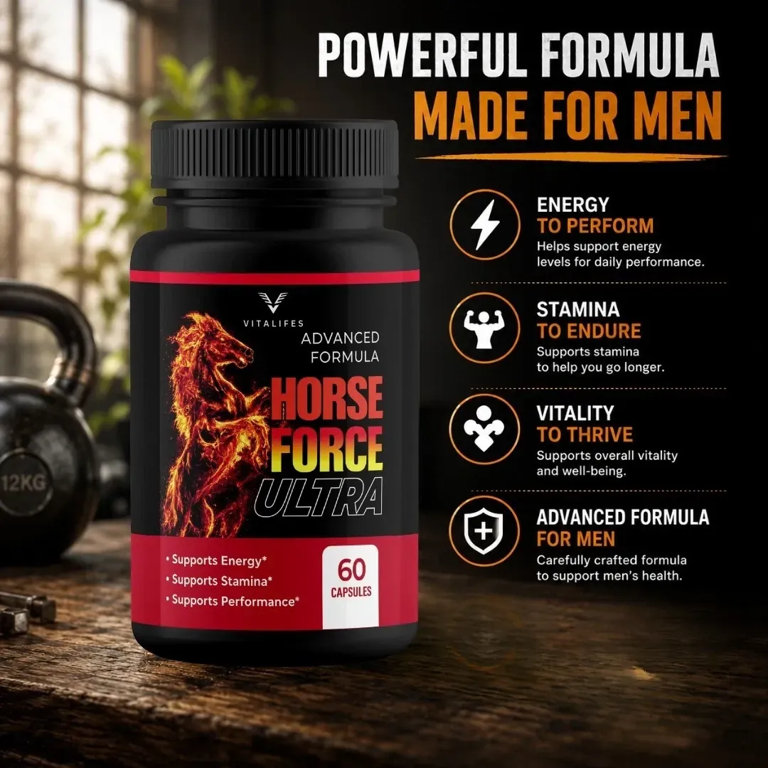 Horse Force panel: energy to perform, stamina to endure, vitality to thrive, advanced formula for men